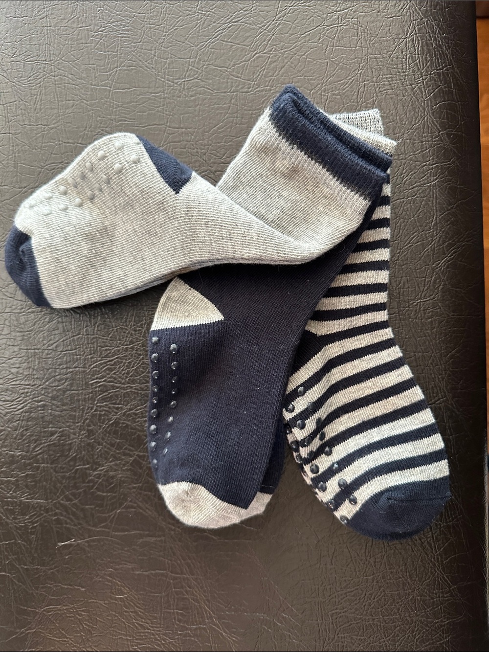NWOT - Kid’s Non-Slip Ankle Socks - Navy & Light Gray